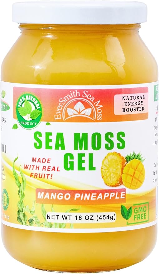 Wildcrafted Irish Sea Moss Gel | Made in USA | Rich in Vitamins & Minerals | Sea Moss Gel Raw | Nutritional Supplement | Mango Pineapple (16 oz)