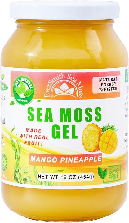 Wildcrafted Irish Sea Moss Gel | Made in USA | Rich in Vitamins & Minerals | Sea Moss Gel Raw | Nutritional Supplement | Mango Pineapple (16 oz)