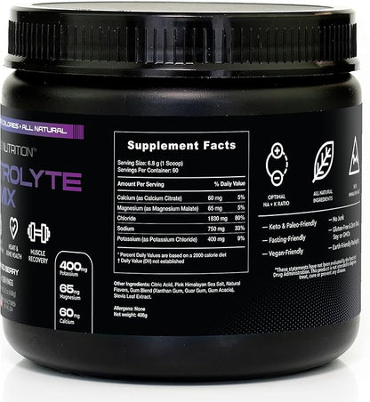 Electrolytes Powder No Sugar- Zero Calorie Hydration Powder | Sugar Free Electrolytes for Fasting, Keto & Vegan | Natural Ingredients Electrolyte Mix for Energy Boost, 60 Servings
