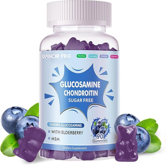 Glucosamine Chondroitin Gummies with MSM & Elderberry Extra Strength - Joint Support, Antioxidant Immune Support Supplement for Adults, Men & Women.90 Gummies