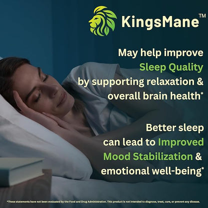 KingsMane™ Organic Lion's Mane Mushroom Supplement, Memory, Focus, & Clarity Brain Support, 1200mg, 60 Capsules