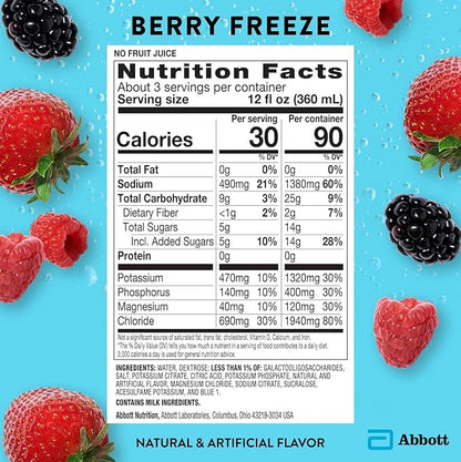 Pedialyte Sport Electrolyte Solution | 5 Key Electrolytes for Muscle Support | Fast Hydration for Before, During, & After Exercise | Berry Freeze, 1 Liter