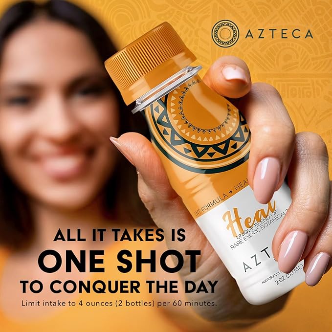Azteca Health Organic Energy Shots - Wellness Shots, Natural Energy Shots, Health Shots, Vitamin Boost for Focus, Strength and Energy, Organic Energy Drink Made in the USA - Lemon Flavor 1pack 2Fl oz
