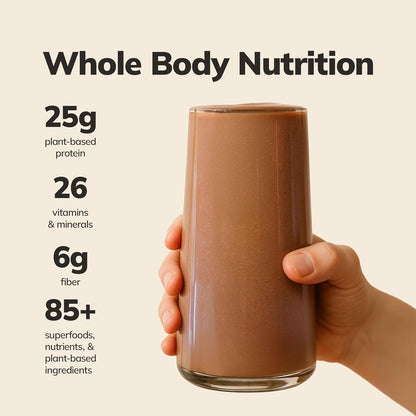 Ka’Chava All-In-One Nutrition Shake Blend, Chocolate, 15 Servings, 85+ Superfoods & Nutrients, Greens Plant-Based Powder Protein Drink, Digestive Enzymes & Probiotics, Vegan Dairy Gluten Free
