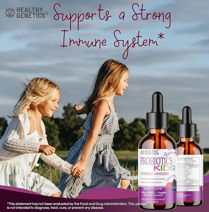 Liquid Probiotics for Kids & Toddlers | + Prebiotic + Ginger Root | Acidophilus Probiotic | Dairy Free | Vegan | Non-GMO | Gluten Free | 30-60 Servings