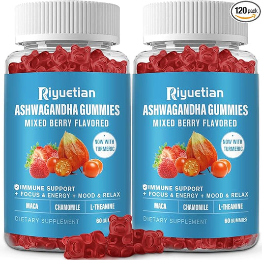 Ashwagandha Gummies for Women & Men - Stress Relief, Immune Support, Calm Mood & Increased Energy - Ashwagandha Supplements for Men & Women - Natural Strawberry Flavor (120 Count)