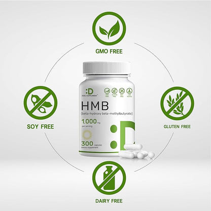 DEAL SUPPLEMENT 2 Pack of Ultra Strength HMB Supplements 1000 mg Per Serving, 600 Total Capsules | Third Party Tested | Supports Muscle Growth, Retention & Lean Muscle Mass | Fast Workout Recovery