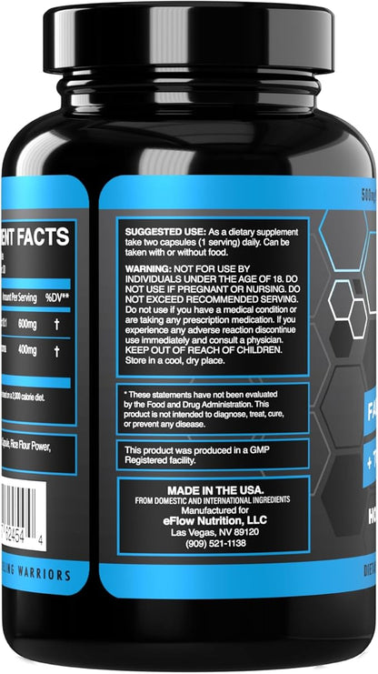 eFlow Nutrition Fadogia Agrestis + Tongkat Ali - [2-in-1] Natural Performance Supplement for Health and Wellness - Hormone, Energy, & Mood Support - Extract Powder (60 Capsules)