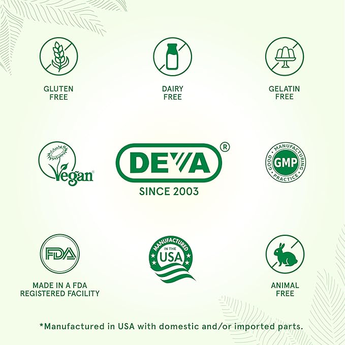 DEVA Vegan Omega-3 DHA Supplement, Once-Per-Day Softgel 200 MG, Carrageenan Free, Gelatin Free, Non-Fish, Algae Oil, Omega-3 Fatty Acids - 90 Softgels