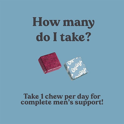 Chewsy Men's Multivitamin Chews, Immune & Energy Support, Vitamin A, B12, C, D3, E, Folic Acid, Probiotics, Saw Palmetto, Zinc, Adult Chewable Vitamin, Individually Wrapped Chews, 6-Day Supply (1)