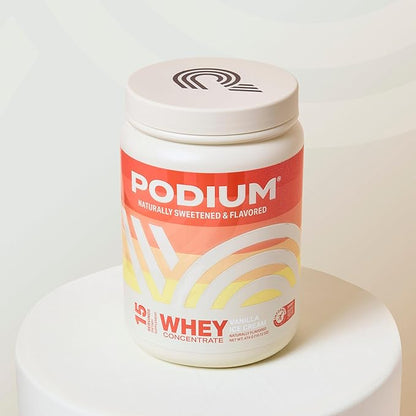Podium Nutrition Whey Protein Powder, Vanilla Ice Cream, 22g Protein Per Serving with Digestive Enzymes, Whey Protein Isolate & Concentrate, Gluten Free, Low Carb, Low Sugar & Soy Free, 15 Servings