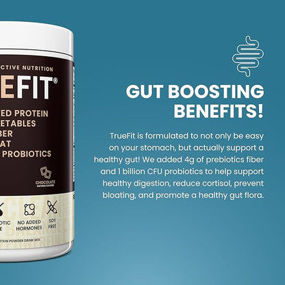 TrueFit Gut Healthy Protein Powder, Grass-Fed Whey Meal Replacement Shake with Prebiotics, Probiotics, & Organic Superfoods, Keto Friendly, Gluten Free