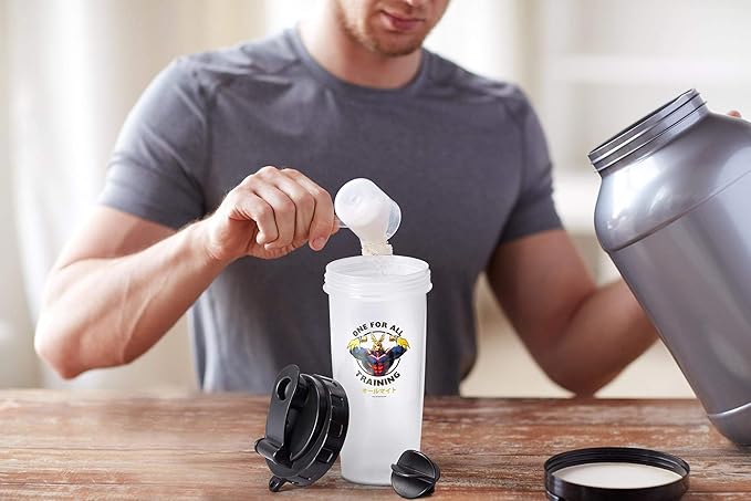 JUST FUNKY My Hero Academia All Might Training Gym Shaker Bottle | Perfect For Protein Shakes, Pre & Post-Workout Blends, & More | Includes Mixing Ball