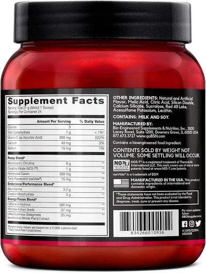 BSN N.O.-XPLODE Vaso Pre Workout Powder with 8g of L-Citrulline and 3.2g Beta-Alanine and Energy, Flavor: Cherry Bomb, 24 Servings