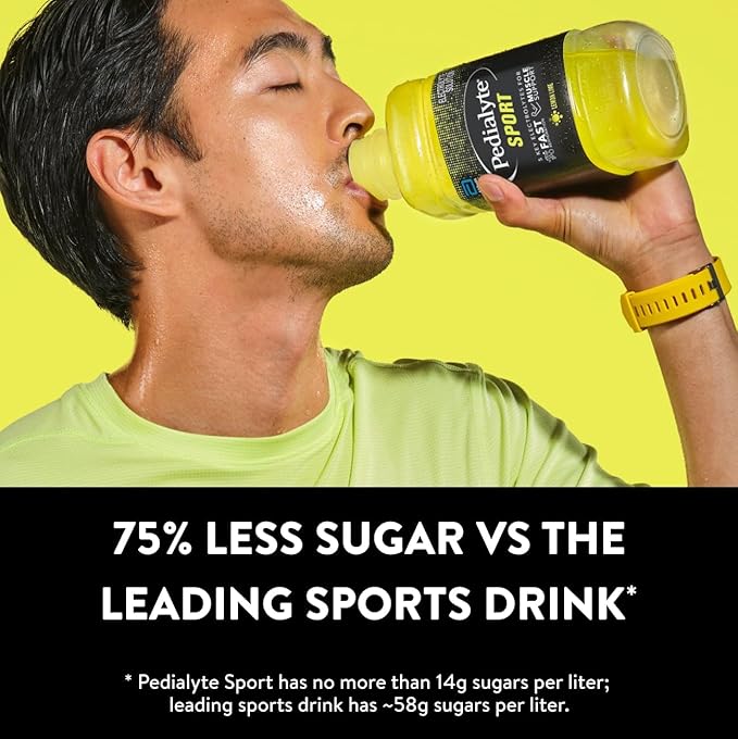 Pedialyte Sport Electrolyte Solution | 5 Key Electrolytes for Muscle Support | Fast Hydration for Before, During, & After Exercise | Lemon Lime, 1 Liter