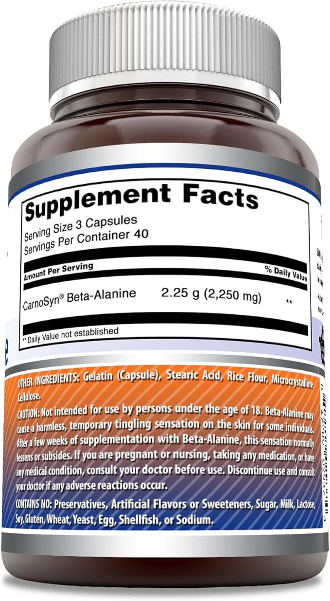 Amazing Formulas Beta Alanine Supplement | 2250 Mg Per Serving | 120 Capsules | Non-GMO | Gluten-Free | Made in USA