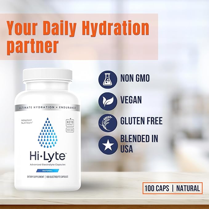 Hi-Lyte Electrolyte Replacement Capsules | Rapid Rehydration Supplement | Vegan & Keto Friendly | Gentle on Stomach | Magnesium, Potassium, Sodium | 100 Capsules