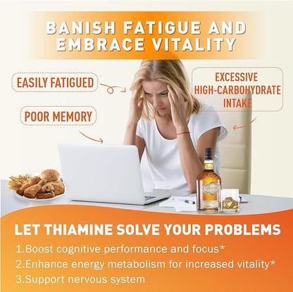 Vitamin B1 Gummies 100mg for Adults & Kids, Thiamine B1 Supplement with 600mg Calcium, Nervous System Supports & Boost Energy, Orange Flavor, Non GMO, Vegan, 120 Chewable Gummies
