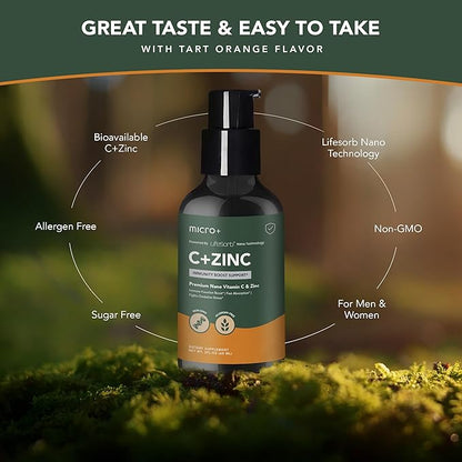 C&Zinc+ by Micro+ Advanced Immune Support Supplement – Vitamin C and Zinc with LifeSorb Nano-Technology for Enhanced Absorption