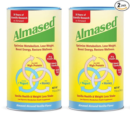 Almased Meal Replacement shakes – Gluten-Free, non-GMO Weight Management Powder – Vanilla Flavor, 17.6 oz (2 pack)