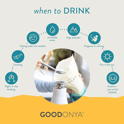 GOODONYA Organic Hydration Electrolyte Powder | Lemon, Coconut Water, Magnesium, Himalayan Pink Salt | Only 1g Sugar, No Artificial Flavors | USDA Organic & Plant-Based | 6 Servings