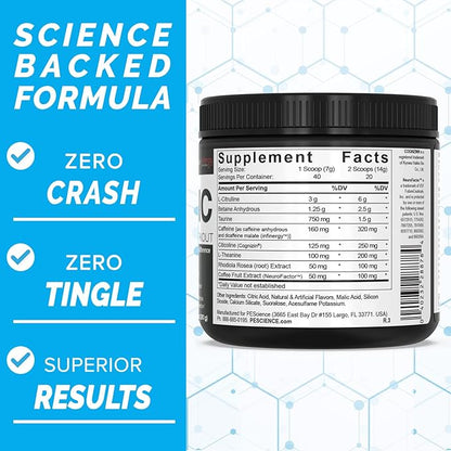 PEScience Prolific Pre Workout Powder, Sour Green Apple, 40 Scoop, Energy Supplement with Nitric Oxide