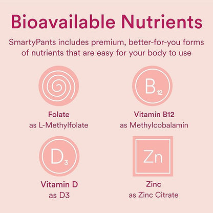 SmartyPants Organic Women's Multivitamin Gummies: Biotin, Probiotics, Methylfolate, Omega 3 (ALA), Vitamin D3, C, Vitamin B12, B6, Vitamin A, K & Zinc, Gluten Free, 120 Count (30 Day Supply)