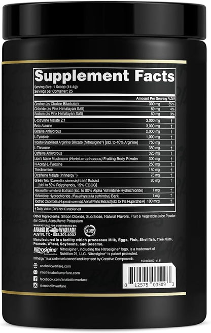 Anabolic Warfare Black Series Maniac, Pre-Workout Powder, Supports Nitric Oxide, Muscle Pumps, and Protein Synthesis* Guerilla Grape