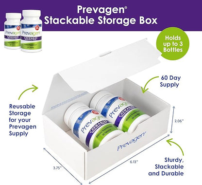 Prevagen Regular Strength 10mg, 30 Chewables|Mixed Berry-2 Pack|with Apoaequorin & Vitamin D with Attractive and Stackable Prevagen Storage Box
