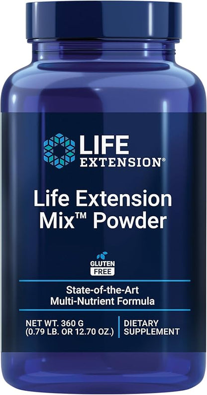 Life Extension Mix™ Powder, high Potency, Advanced Vitamin, Mineral, Fruit & Vegetable Formula, Vitamin B, C, D, E, Magnesium, for Whole-Body Health, Healthy Aging, Gluten-Free, 12.70 oz