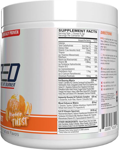 EHP Labs OxyShred Pre Workout Powder - Preworkout Powder with L Glutamine & Acetyl L Carnitine, Energy Boost Drink - Mandarin Twist, 60 Servings