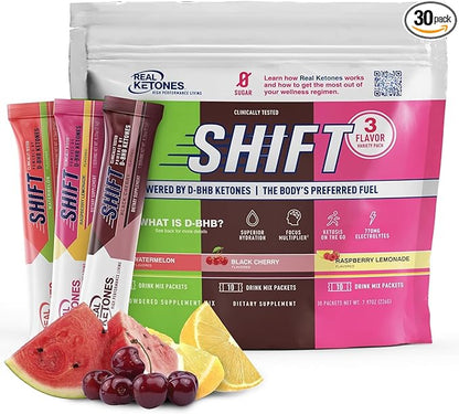 BHB Exogenous Ketones Drink Mix Packets - Real Ketones Keto Electrolytes Powder Packets No Sugar with 4 Main Fasting Electrolytes plus Hydrating Patented Keto BHB - 30 Count Variety Pack