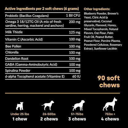 Kayode Doggie Detox - Dog Itching Skin Relief & Skin Soother | Helps Reduce Inflammation Causing Itching & Excessive Shedding. Improve Gut Immunity with 1 BIl CFU Probiotics, Omegas, & Bee Pollen.