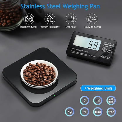 Food Scale with Split LCD Display, 33Lb Stainless Steel Kitchen Scales Digital Weight Grams and Ounces for Cooking, Baking, Sourdough Bread, Food Scales for Kitchen, Weight Loss, Meal Prep, 1g/0.1oz
