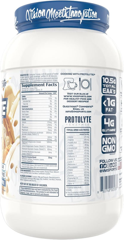 VMI Sports | ProtoLyte Whey Isolate Protein Powder | Low Calorie Whey Protein Powder for Weight Loss | Protein Powder for Muscle Gain | Digestive Enzymes | Non-GMO (Vanilla Peanut Butter, 1.6 Pounds)