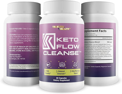 Keto Flow Cleanse - Natural Cleanse Aid - Support Waste & Toxin Elimination - Acai Cleanser Keto Pills with Probiotics - Keto Detox Colon Cleanser to Support Energy, Ketosis, & Digestive Health