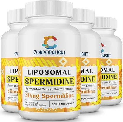 30mg Spermidine Supplement, Liposomal Spermidine, High Absorption, More Potent Than Spermidine 3HCL, Fermented Wheat Germ Extract, Spermidine for Women & Men, Cellular Renewal, Longevity, 240 Softgels