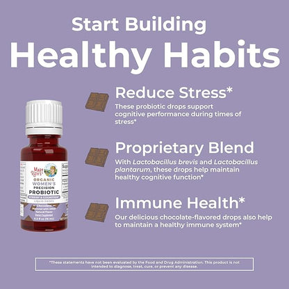 MaryRuth Organics USDA Organic Stress & Cognition Probiotics for Women | Focus Supplement | Support Calm | Stress Relief Supplement | Womens Probiotic | Gut Health for Women | Vegan | 30 Servings