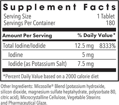 Optimox Iodoral 12.5 mg – Iodine Supplements for Thyroid Support, Potassium Iodide Tablets, Lugol Solution, Daily Vitamins and Minerals, High Potency Iodine Tablets – 180 Tablets 1-Pack
