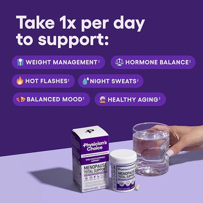 Physician's CHOICE Menopause Probiotic Supplement for Women - Supports Hormone Balance, Hot Flashes, Night Sweats, Weight Management, Bloating & Gut Health - with Black Cohosh, Resveratrol+ - 45ct