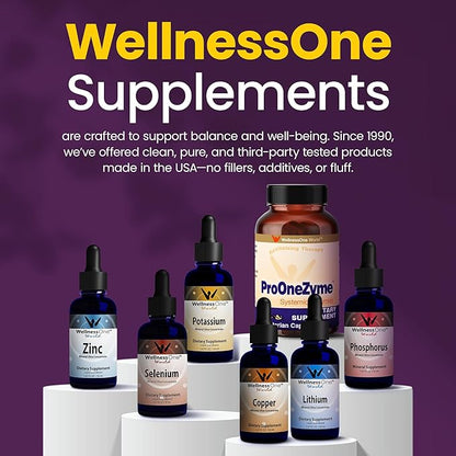 WellnessOne Liquid Phosphorus Supplements - Ionic Phosphorus Supplement from Ortho Phosphoric Acid for Healthy Bones & Teeth, Protein & Energy Production - Non-GMO, Vegan, Gluten Free - 1.67 fl oz