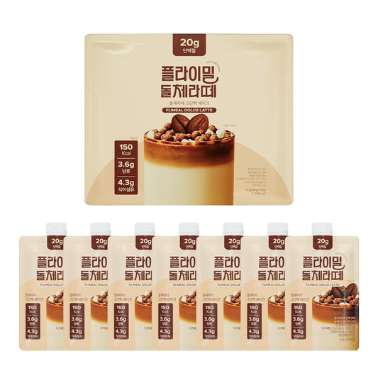 Dolce Latte Protein Shake, 20g Protein, Low Sugar, Keto-Friendly Meal Replacement Shake, 1.59oz, 7packs, With Crunchy Protein Crisps