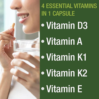DAKE Vitamin Supplement. Vitamin D 5,000 iu + Vitamin A + Vitamin K + Vitamin E In 1 Vegan Capsule. ADK Vitamin Supplement With E. D3 K2. Essential Vitamins For Mood, Immune, Bone, Vision, Heart