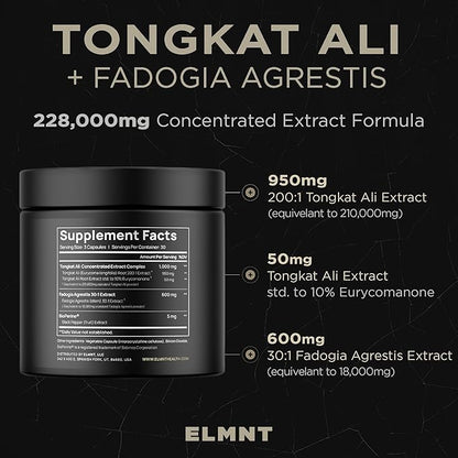 228,000mg 200x Strength Tongkat Ali for Men w. 30x Fadogia Agrestis Extract - 10% Eurycomanone Highest Potency Longjack Fadogia Agrestis Tongkat Ali Supplement - Muscle Growth Support Pills for Men