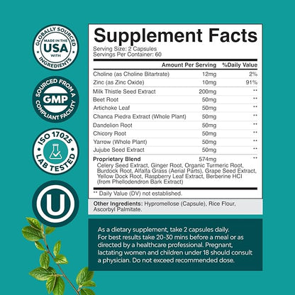Liver Cleanse Detox & Repair Formula - Herbal Liver Support Supplement with Milk Thistle Turmeric Dandelion Root & Artichoke Extract for Liver Health - Silymarin Milk Thistle Liver Detox Capsules 120