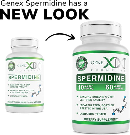 Genex Formulas Spermidine Supplement (60 Vegan Capsules)-10mg of Spermidine from Wheat Germ Extract, Autophagy Supplement for Healthy Aging & Cell Renewal, Non-GMO, Gluten-Free