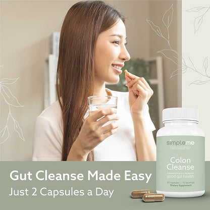 Colon Cleanse Detox, Natural Constipation Relief for Adults, Fast Bloating Relief Colon Cleanser for Women & Men, 30-Day Gut Support Weight Management, 1 Day Detox Cleanse, 30 Capsules