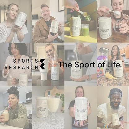 Sports Research­® Organic Collagen Peptides - Hydrolyzed Type I & III Collagen Protein Powder Made Sustainably from Grass-Fed Cows - Unflavored - 30 Servings