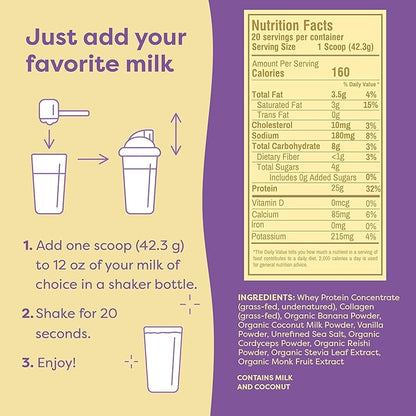 FlavCity Protein Powder Smoothie, Vanilla - 100% Grass-Fed Whey Protein Smoothie with Collagen (25g of Protein) - Gluten Free & No Added Sugars (29.84 oz)
