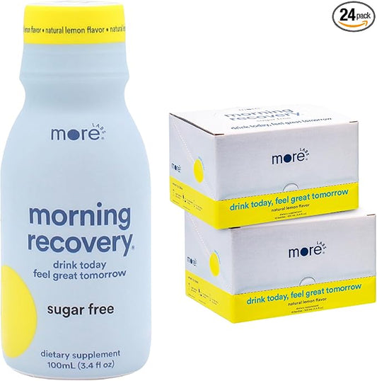 Morning Recovery Electrolyte, Milk Thistle Drink Proprietary Formulation to Hydrate While Drinking for Morning Recovery, Highly Soluble Liquid DHM, Sugar-Free Lemon, Pack of 24